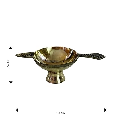 Mini Brass Diya with Incense Holder Holes Mini Brass Diya with Incense Holder Holes